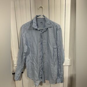NWOT Zara Blue Casual Button Down Shirt Lightweight